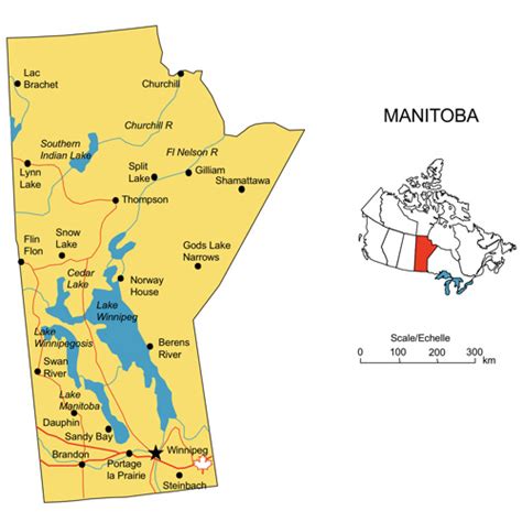 Manitoba, Canada Province PowerPoint Map, Highways, Waterways, Cities ...