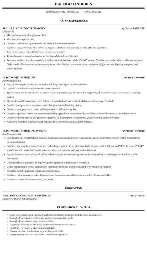 Electronic Technician Resume Examples - JerryPound Blog