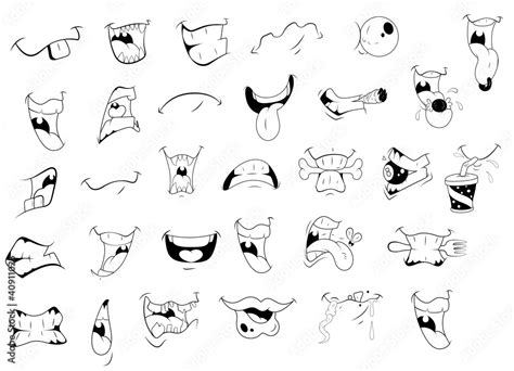 Cartoon Mouth Expressions Stock-Vektorgrafik | Adobe Stock