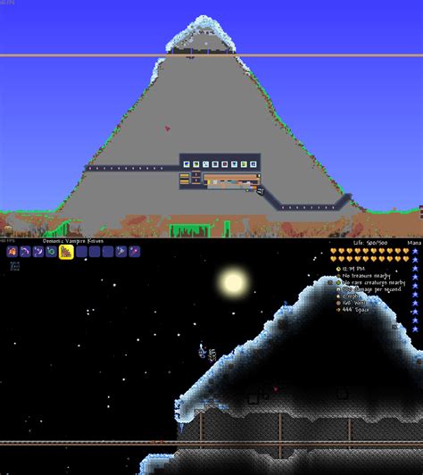 I built a mountain to live in but I need something better to put in it : r/Terraria