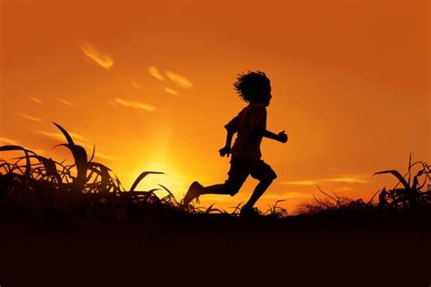 Premium AI Image | silhouette of a person running in the sunset generative ai