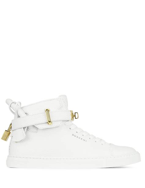 Buscemi 100mm Gold-Toned Padlock Leather Sneakers in White - Save 53% - Lyst