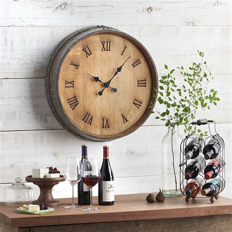 Rustic Wine Barrel Head Wall Clock | The Green Head