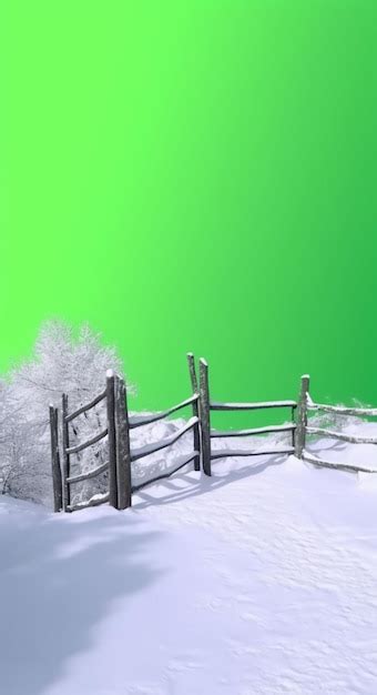 Premium AI Image | A green screen with a fence and a green background.