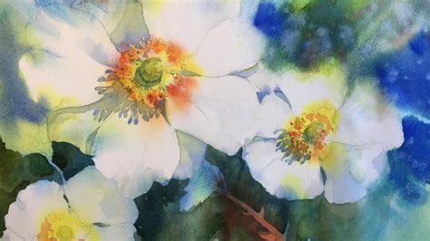 Negative Painting with Watercolor: White Blossoms - YouTube