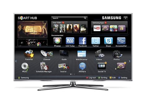 Samsung Smart TV. Internet connection and voice recognition applications and physiognomy Samsung ...