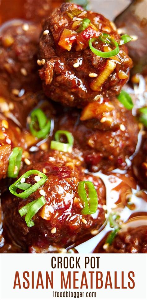 Easy Crock Pot Asian Meatballs. | ifoodblogger.com | Crock pot asian, Asian meatballs, Asian ...