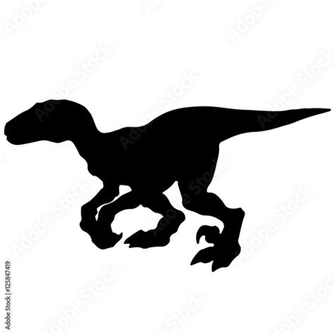 Black vector illustration silhouette of velociraptor Stock Vector | Adobe Stock