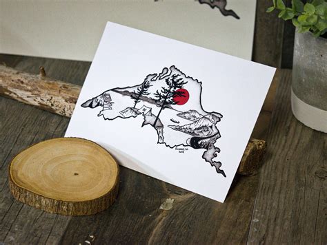 Lake Superior Silhouette - Pen and Ink PRINT – Naturally Illustrated