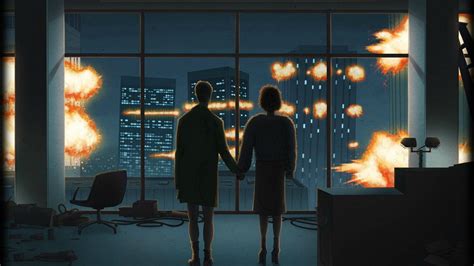 man and woman illustration #artwork #movies Fight Club #explosion holding hands #1080P # ...