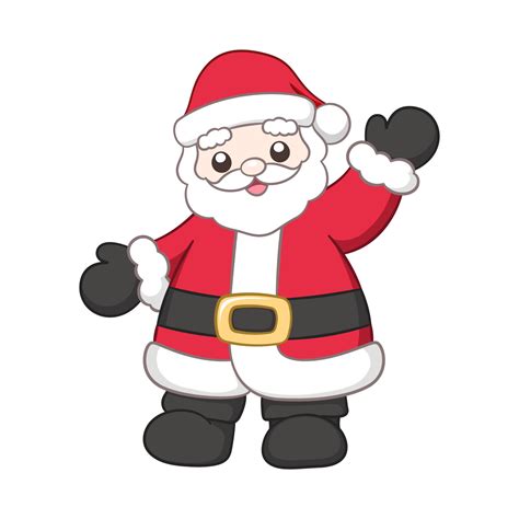 Cute happy Santa Claus waving cartoon illustration. Father Christmas, Kris Kringle, Saint Nick ...