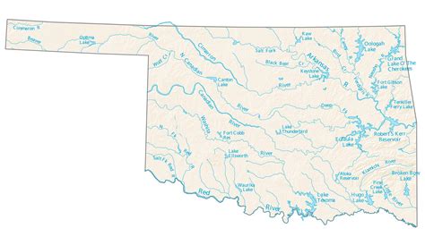 Oklahoma Lakes and Rivers Map - GIS Geography