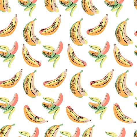 Premium Vector | Tropical art pattern with colorful bananas