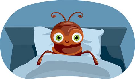 Funny Bed Bug Character Ready To Sleep Vector Cartoon Illustration ...