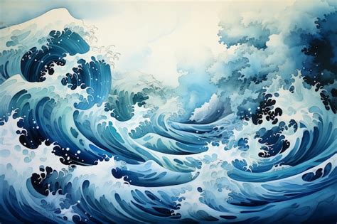 Premium AI Image | Watercolor Ocean Waves Illustration