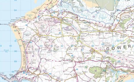 Gower Peninsula Map - SplashMaps Fabric OS Maps