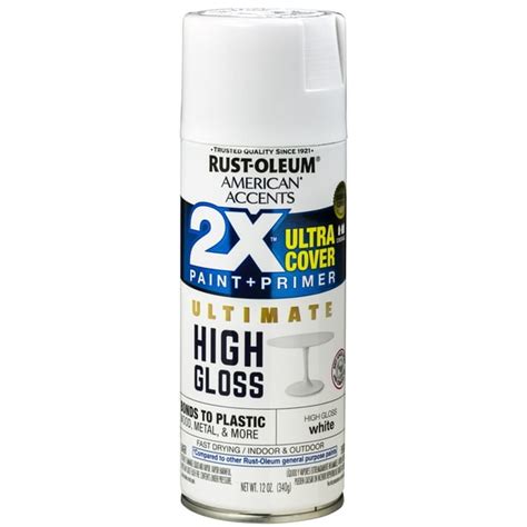 White, Rust-Oleum American Accents Ultra Cover 2X Ultimate High Gloss Spray Paint, 12 oz ...