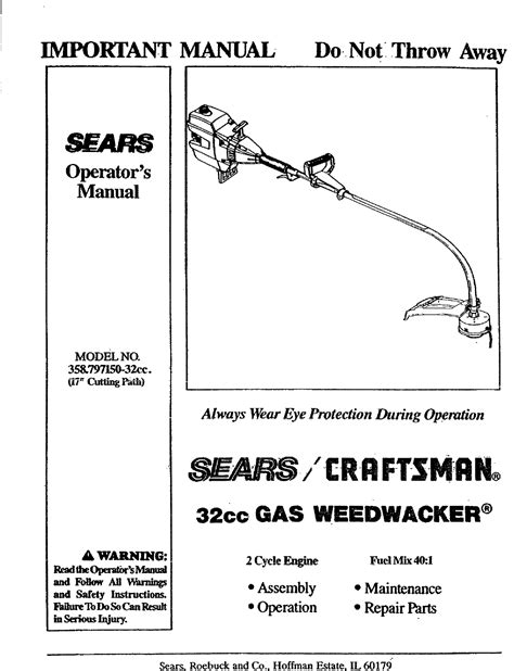 Craftsman 358 797150 32Cc Important Owners Manual ManualsLib Makes It Easy To Find Manuals Online!