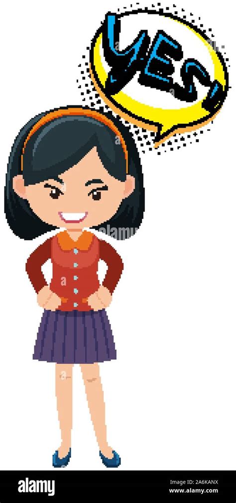 Girl with expression word saying yes illustration Stock Vector Image ...