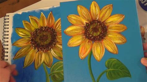 Sunflower Painting Tutorial, Free Easy Acrylic Painting Lesson for Beginners, How to Paint Flowers