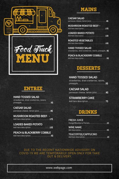 Food Truck Menu Template | PosterMyWall