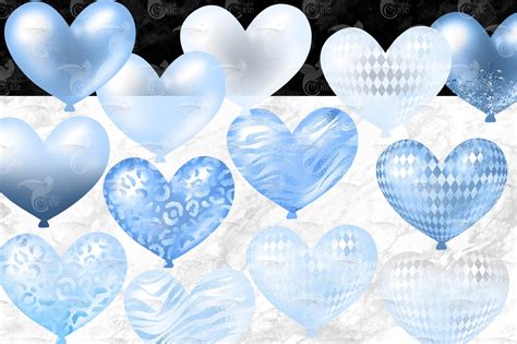 Blue Heart Balloons Clipart Digital Clip Art Graphics for - Etsy