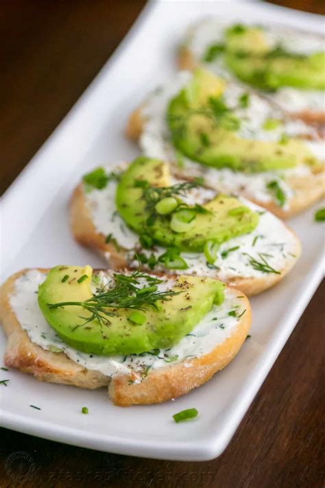 Canapes with Garlic Herb Cream Cheese and Avocado