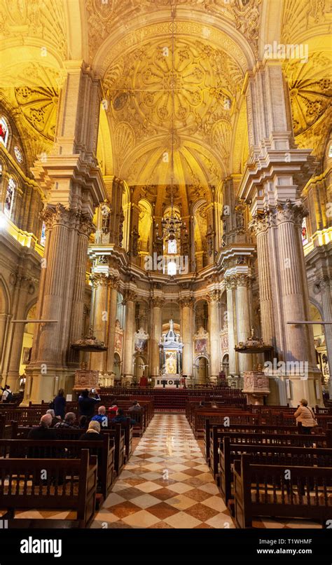 Malaga Cathedral Interior - the nave of Catedral de Malaga; Malaga ...