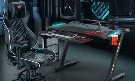 EUREKA ERGONOMIC Z1-S GAMING DESK WITH LED LIGHT - BLACK