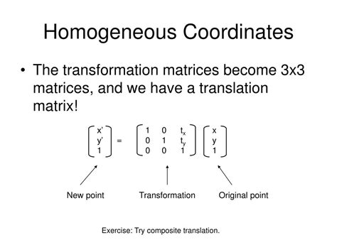 PPT - 2D Transformations, Homogeneous Coordinates, Change in Coordinates PowerPoint Presentation ...