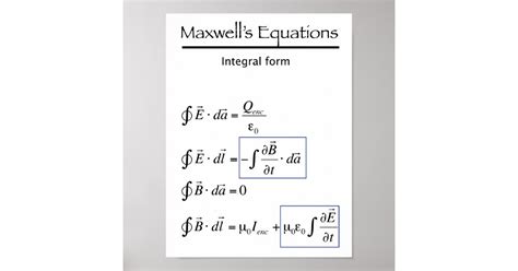 Póster Las ecuaciones del maxwell - forma integral | Zazzle.es