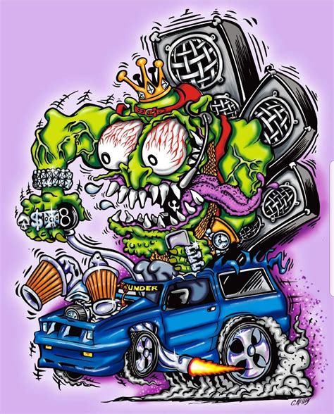 Cartoon Car Drawing, Car Cartoon, Cartoon Art, Rat Rod, Rat Fink, Ed Roth Art, Kustom Kulture ...