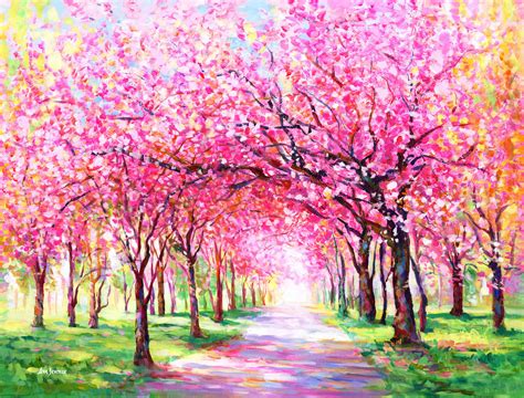 Cherry blossom tree painting by Leon Devenice (2022) : Painting Acrylic ...