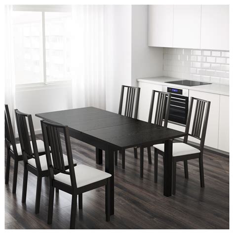 BJURSTA extendable table, brown-black | IKEA Indonesia