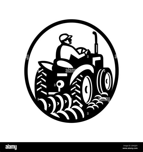 Tractor field plowing Black and White Stock Photos & Images - Alamy