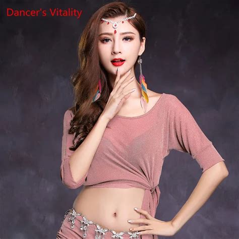 Aliexpress.com : Buy Belly Dance Costume Mesh Short Sleeves Belly Dance ...