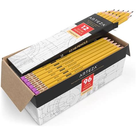 Arteza Box of #2 HB Pre-Sharpened Pencils, Number 2 Bulk Pencil Back to School Supply - 96 Pack ...