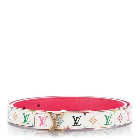 LOUIS VUITTON Monogram Multicolor LV Initiales Belt 80 32 White 173748