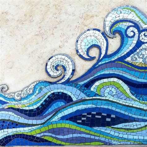 Mosaic Tile Wall Art with Waves