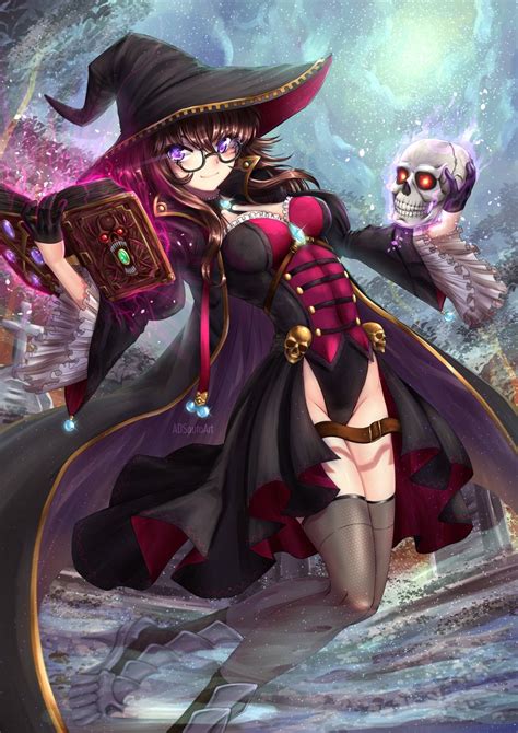 Female Necromancer Anime Manipulating undead swordswoman and dragon corpse with necromancy magic ...