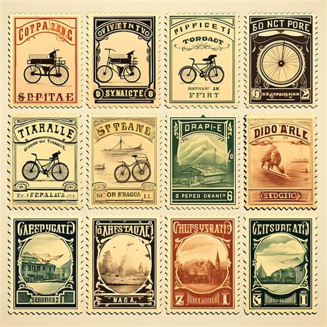 Premium AI Image | A Set Of Postal Stamp 2D Design With Vintage Style Frame Vector Creative Flat ...