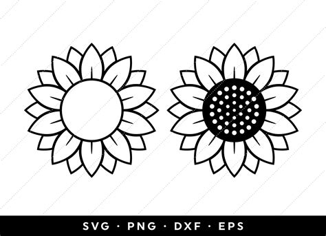 Sunflower Outline SVG PNG, Flower Svg, Sunflower Svg Files, Sunflower Cricut, Silhouette ...