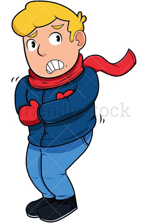 Cold Man Shivering Cartoon Vector Clipart - FriendlyStock