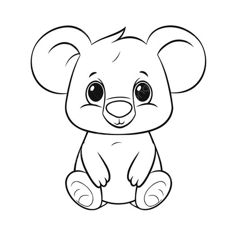 This Cartoon Baby Koala Coloring Page Outline Sketch Drawing Vector, Koala Bear Drawing, Koala ...