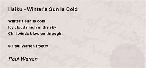 Haiku - Winter's Sun Is Cold - Haiku - Winter's Sun Is Cold Poem by ...