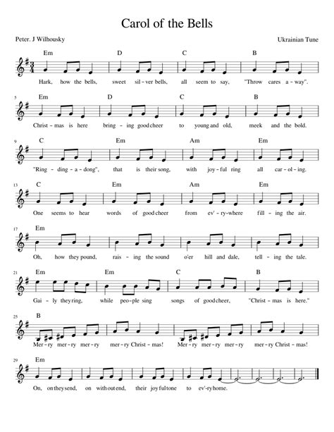 Carol of the Bells Sheet music for Piano | Download free in PDF or MIDI | Musescore.com