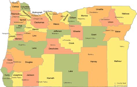 Counties Of Oregon Map - Lydie Romonda