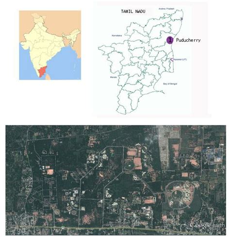 Aerial view of Pondicherry University Campus. (Source: Google Earth ...