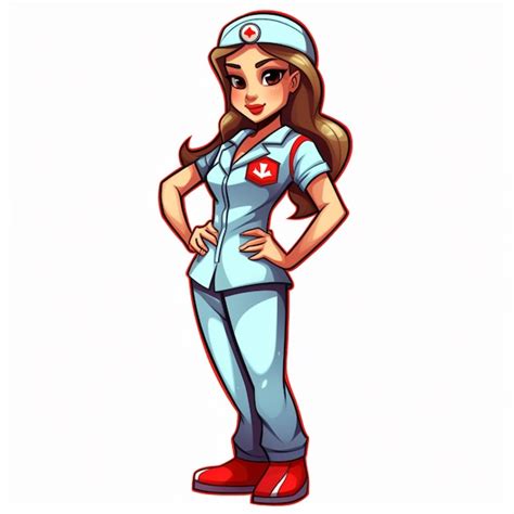 Premium Photo | Cartoon nurse in blue uniform with red cross on chest generative ai