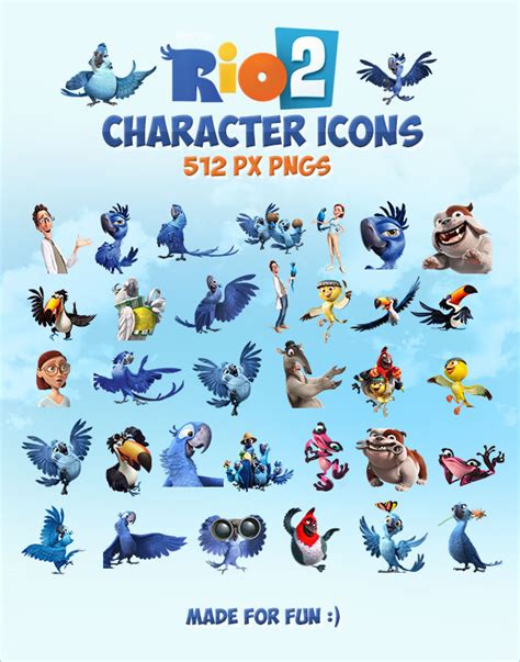 Rio 2 (2014) Movie Character Icons | 512 px PNGs